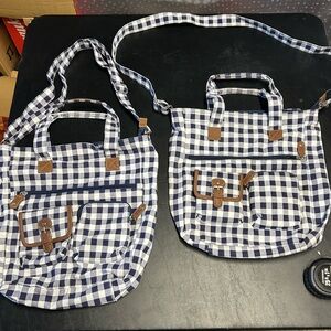 Checkered Blue and White‎ Tote Bags